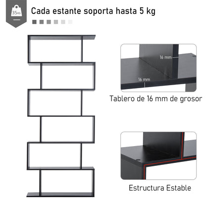 Modern Bookshelf with 6 Shelves for Dining Room Living Room Study 80x23x192 cm Black