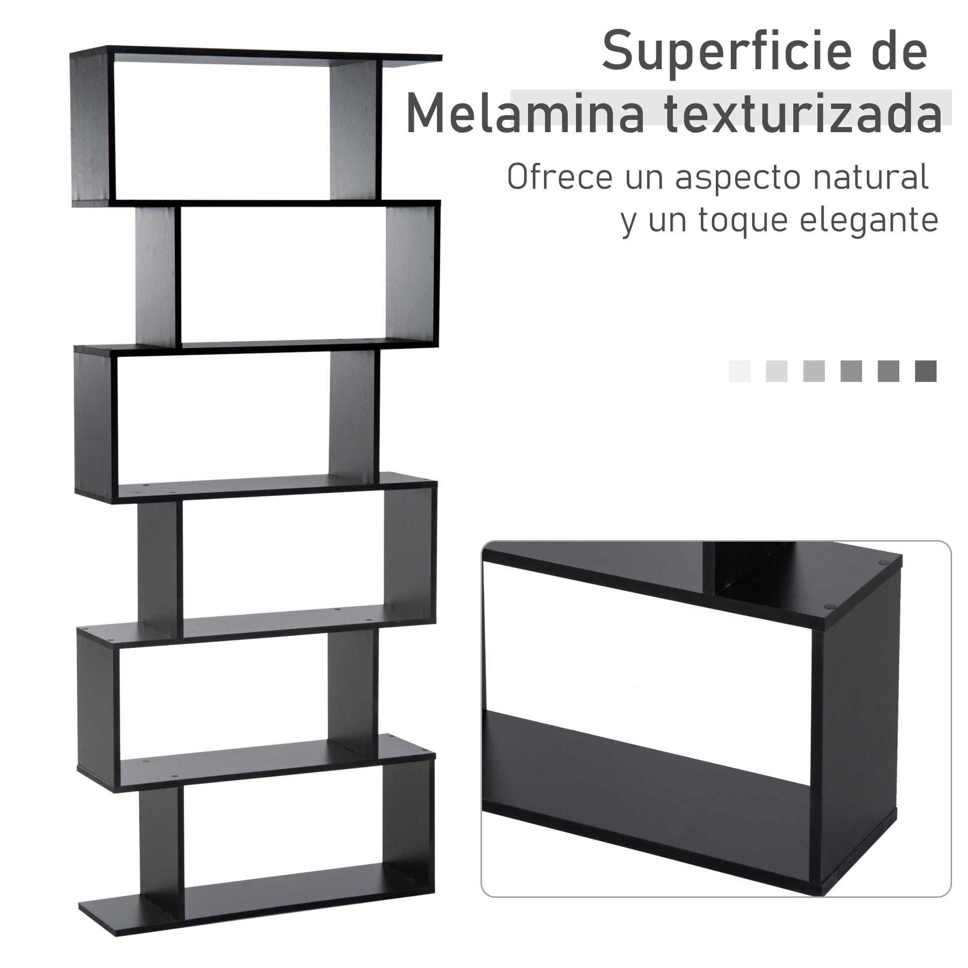 Modern Bookshelf with 6 Shelves for Dining Room Living Room Study 80x23x192 cm Black