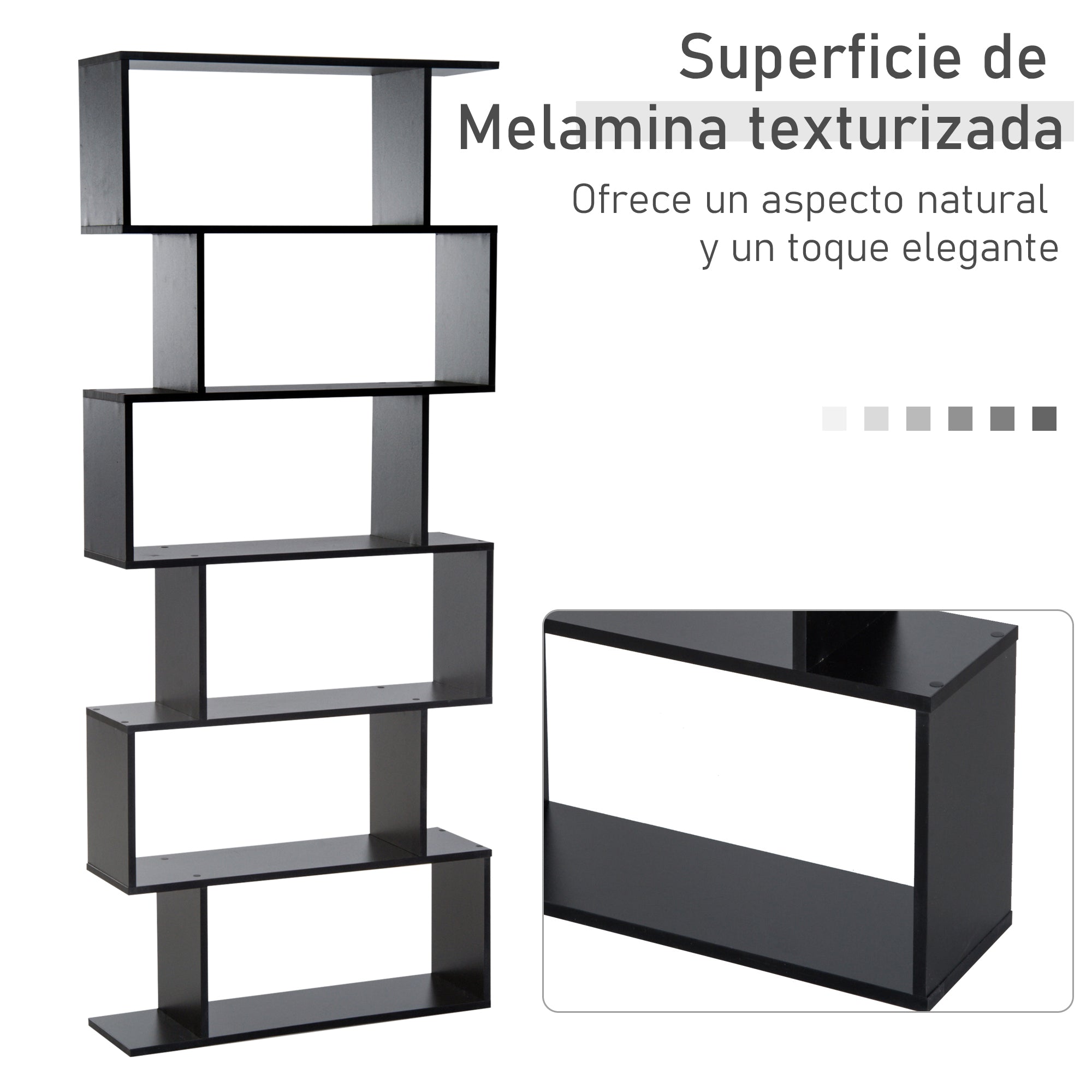 Modern Bookshelf with 6 Shelves for Dining Room Living Room Study 80x23x192 cm Black