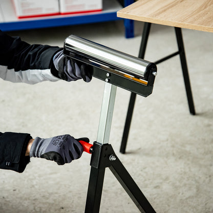 Roller Stand, Roller Support, Height Adjustable Work Stand, Roller Stand, Support Stand, up to 90 kg, Metal, Black, 44 x 50 x 68-110 cm