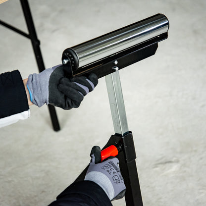 Roller Stand, Roller Support, Height Adjustable Work Stand, Roller Stand, Support Stand, up to 90 kg, Metal, Black, 44 x 50 x 68-110 cm