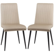 2 pcs Upholstered Velvet Effect Fabric Dining Chairs with Steel Legs and Space-Saving Design, 43x58x90 cm, Brown and Black