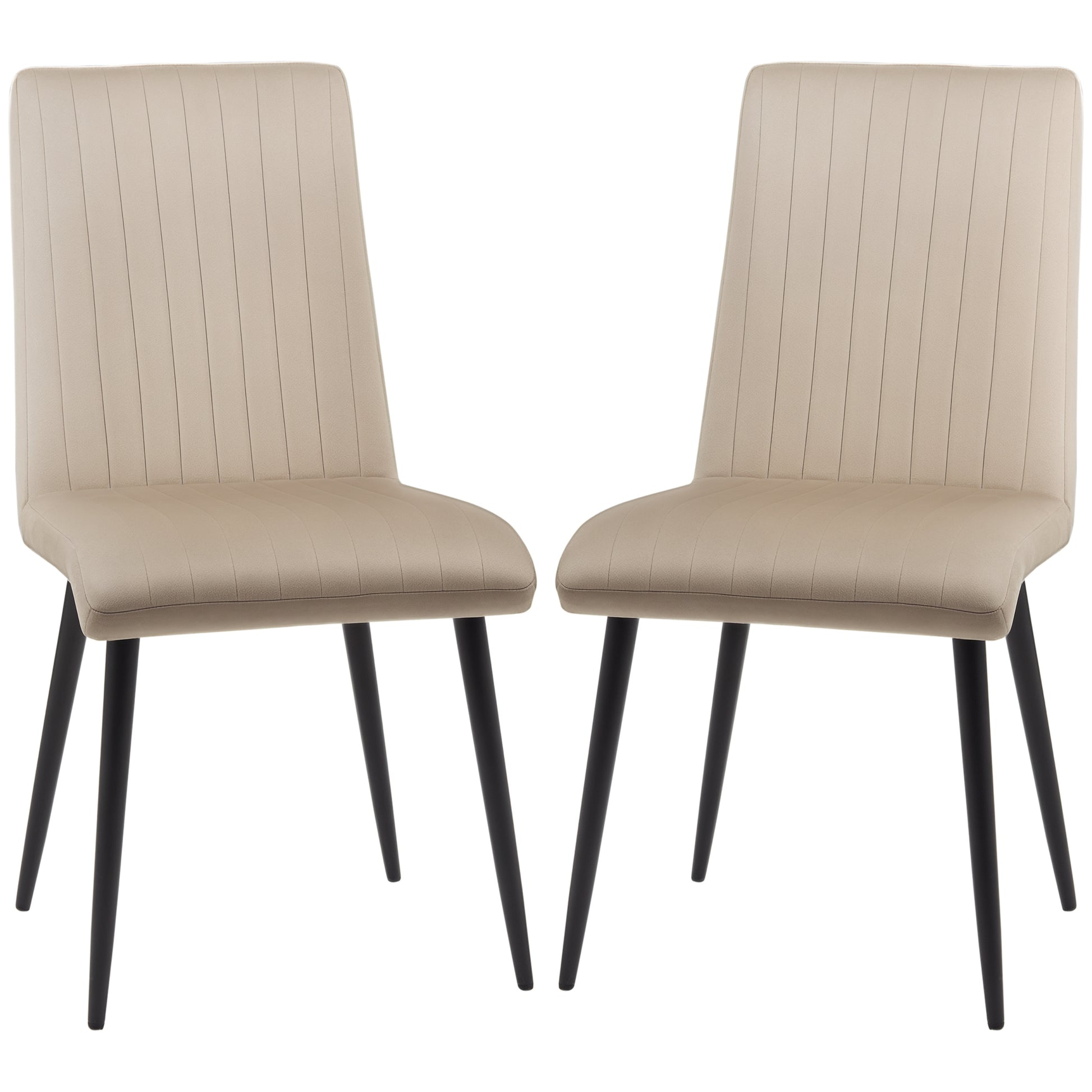 2 pcs Upholstered Velvet Effect Fabric Dining Chairs with Steel Legs and Space-Saving Design, 43x58x90 cm, Brown and Black