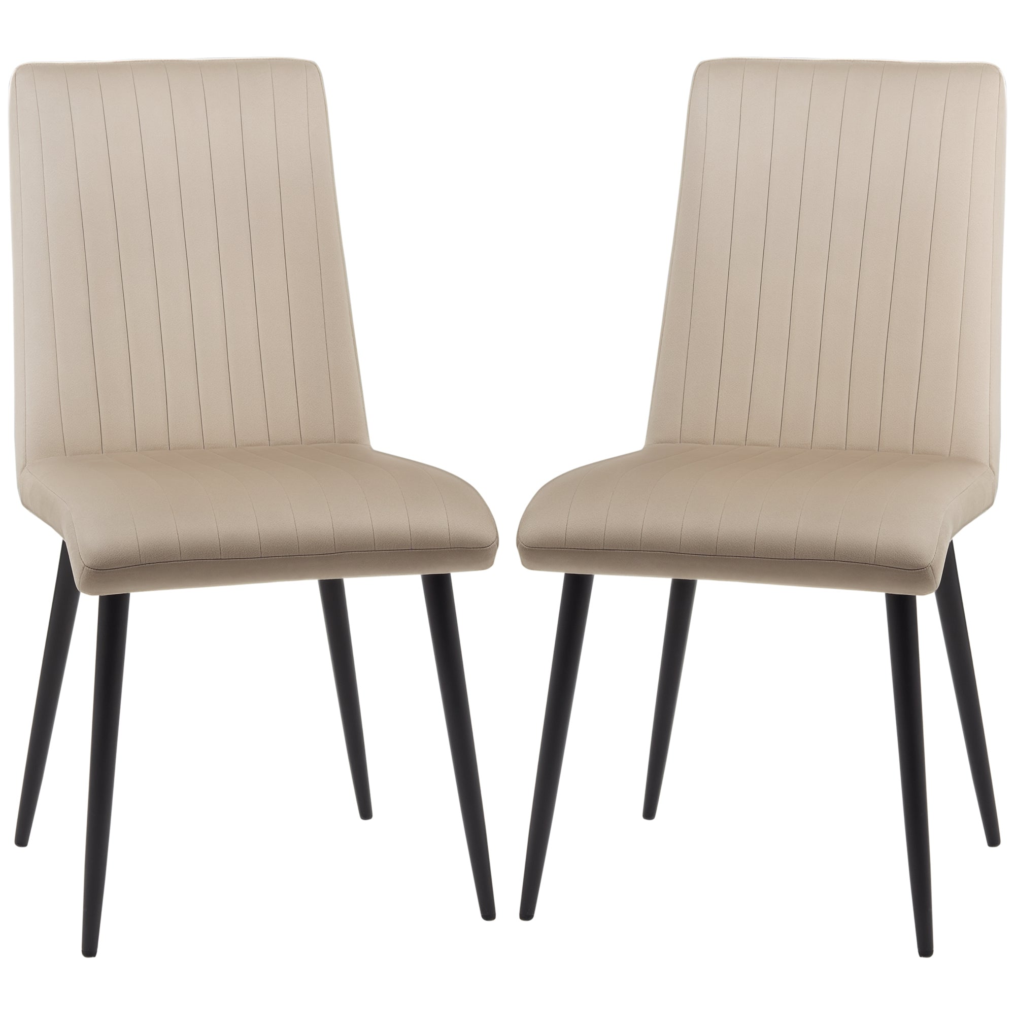 2 pcs Upholstered Velvet Effect Fabric Dining Chairs with Steel Legs and Space-Saving Design, 43x58x90 cm, Brown and Black