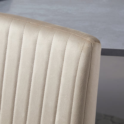 2 pcs Upholstered Velvet Effect Fabric Dining Chairs with Steel Legs and Space-Saving Design, 43x58x90 cm, Brown and Black