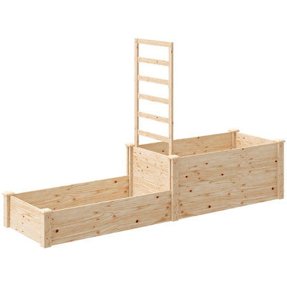 Large Outdoor Wooden Planter with Lattice for Climbing Plants and 2 Planter Boxes for Garden Patio Terrace 222x63x132 cm Natural Wood