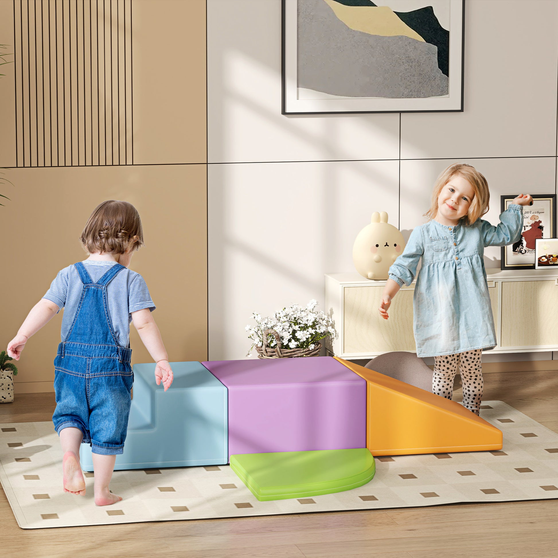 4 Piece Foam Building Blocks Children Soft Building Blocks Climbing Building Blocks Soft Giant Building Blocks Building Toys Large Building Blocks Foam Blocks Play Blocks for Baby & Toddlers Multicolor