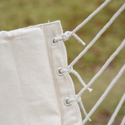 Hanging Chair with Tassels Cotton Swing Chair 120 kg Load Modern Style for Indoor and Outdoor White