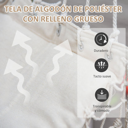 Hanging Chair with Tassels Cotton Swing Chair 120 kg Load Modern Style for Indoor and Outdoor White