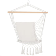 Hanging Chair with Tassels Cotton Swing Chair 120 kg Load Modern Style for Indoor and Outdoor White