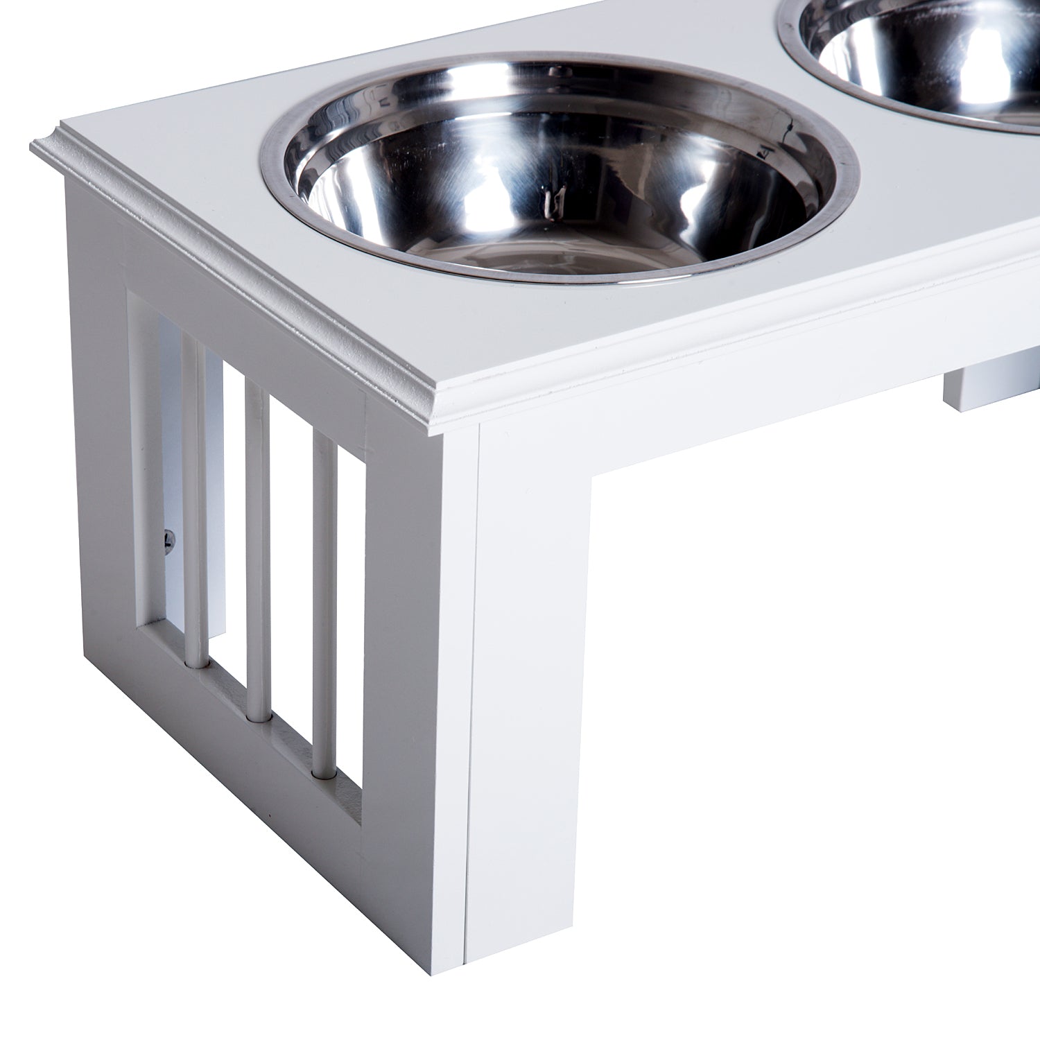 Elevated Dog Bowl Feeding Station with 2 Bowls Water Bowl 2 x 2000ml Stainless Steel Bowls Feeder Food Station Dog Bowls for Medium Dogs Cats White
