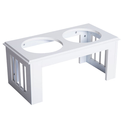 Elevated Dog Bowl Feeding Station with 2 Bowls Water Bowl 2 x 2000ml Stainless Steel Bowls Feeder Food Station Dog Bowls for Medium Dogs Cats White
