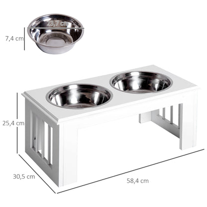 Elevated Dog Bowl Feeding Station with 2 Bowls Water Bowl 2 x 2000ml Stainless Steel Bowls Feeder Food Station Dog Bowls for Medium Dogs Cats White