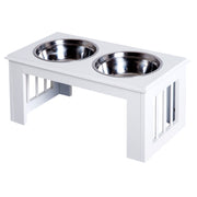 Elevated Dog Bowl Feeding Station with 2 Bowls Water Bowl 2 x 2000ml Stainless Steel Bowls Feeder Food Station Dog Bowls for Medium Dogs Cats White