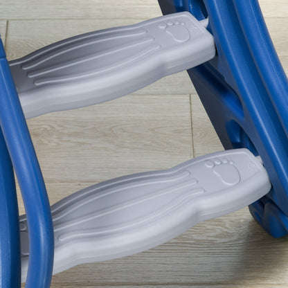 3-in-1 Kids Slide for Children 18 to 36 Months with 2 Ladders, 1 Basketball Hoop, and Animal Pattern for Indoor Use 133x60x70 cm Blue and Grey