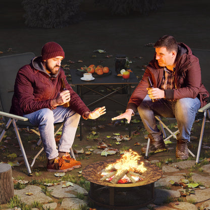 2 Folding Aluminum Camping Chairs Portable Garden Chairs with Adjustable High Backrest Wooden Armrests and Carry Bag for Outdoor 59x67x96 cm Black