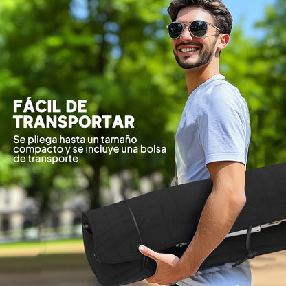 2 Folding Aluminum Camping Chairs Portable Garden Chairs with Adjustable High Backrest Wooden Armrests and Carry Bag for Outdoor 59x67x96 cm Black