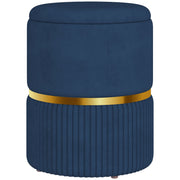 Pouf, footstool, storage box, in corduroy fabric, modern design, 36 x 36 x 44 cm, for living room, bedroom, blue