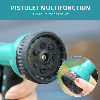 Automatic Swivel Hose Reel 180° Pivot Wall Mount 15 + 1.4m Hose with Spray Lance Integrated Wall Support Turquoise Gray