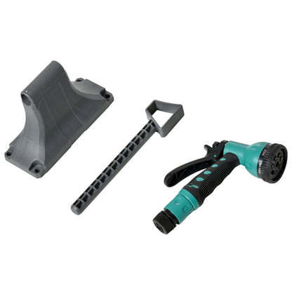 Automatic Swivel Hose Reel 180° Pivot Wall Mount 15 + 1.4m Hose with Spray Lance Integrated Wall Support Turquoise Gray