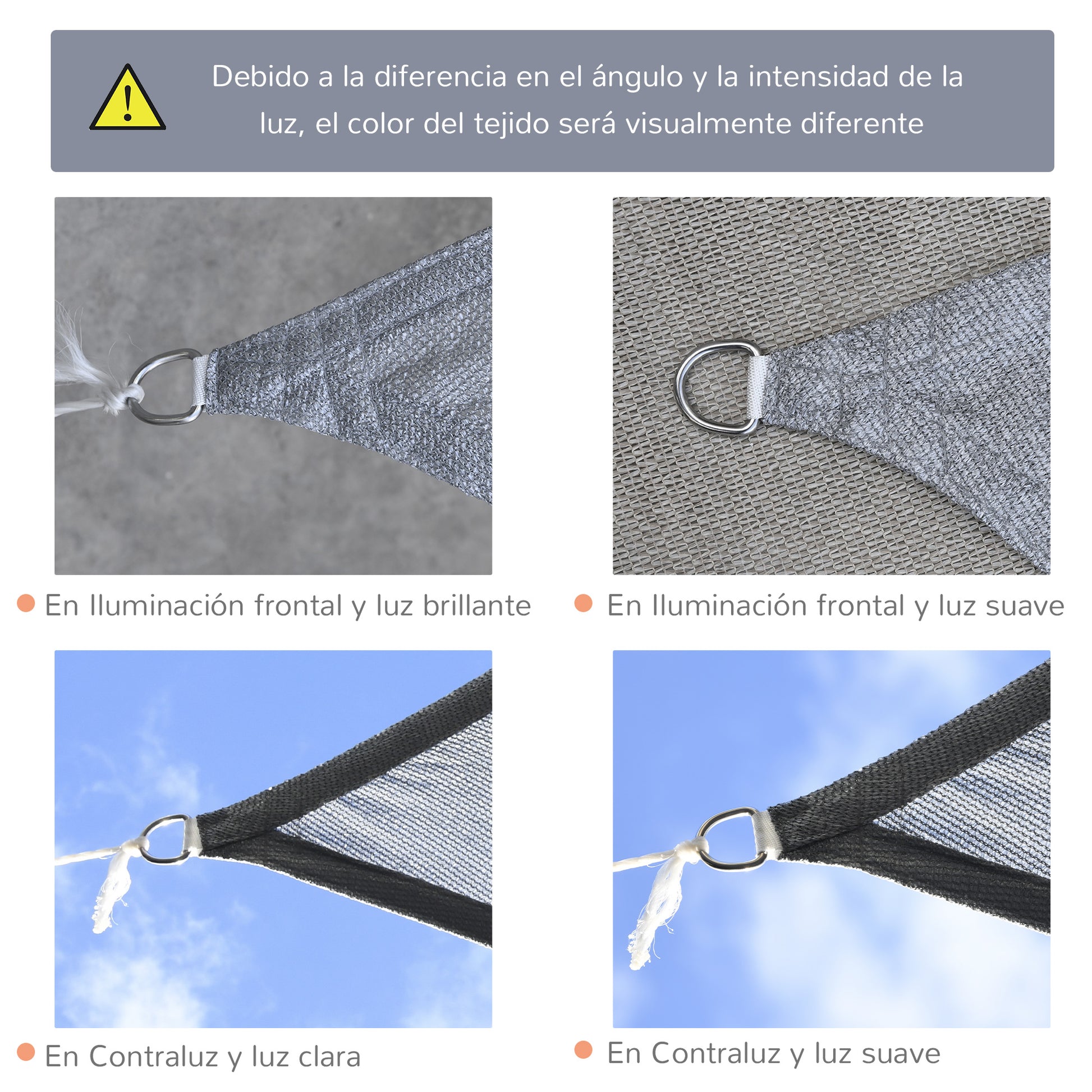 Rectangular Sun Shade Sail Awning 4x3 m UV Protection Terrace Awning with Carry Bag Stainless Steel Ring and Ropes for Garden Patio Gray