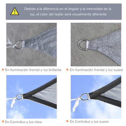 Rectangular Sun Shade Sail Awning 4x3 m UV Protection Terrace Awning with Carry Bag Stainless Steel Ring and Ropes for Garden Patio Gray