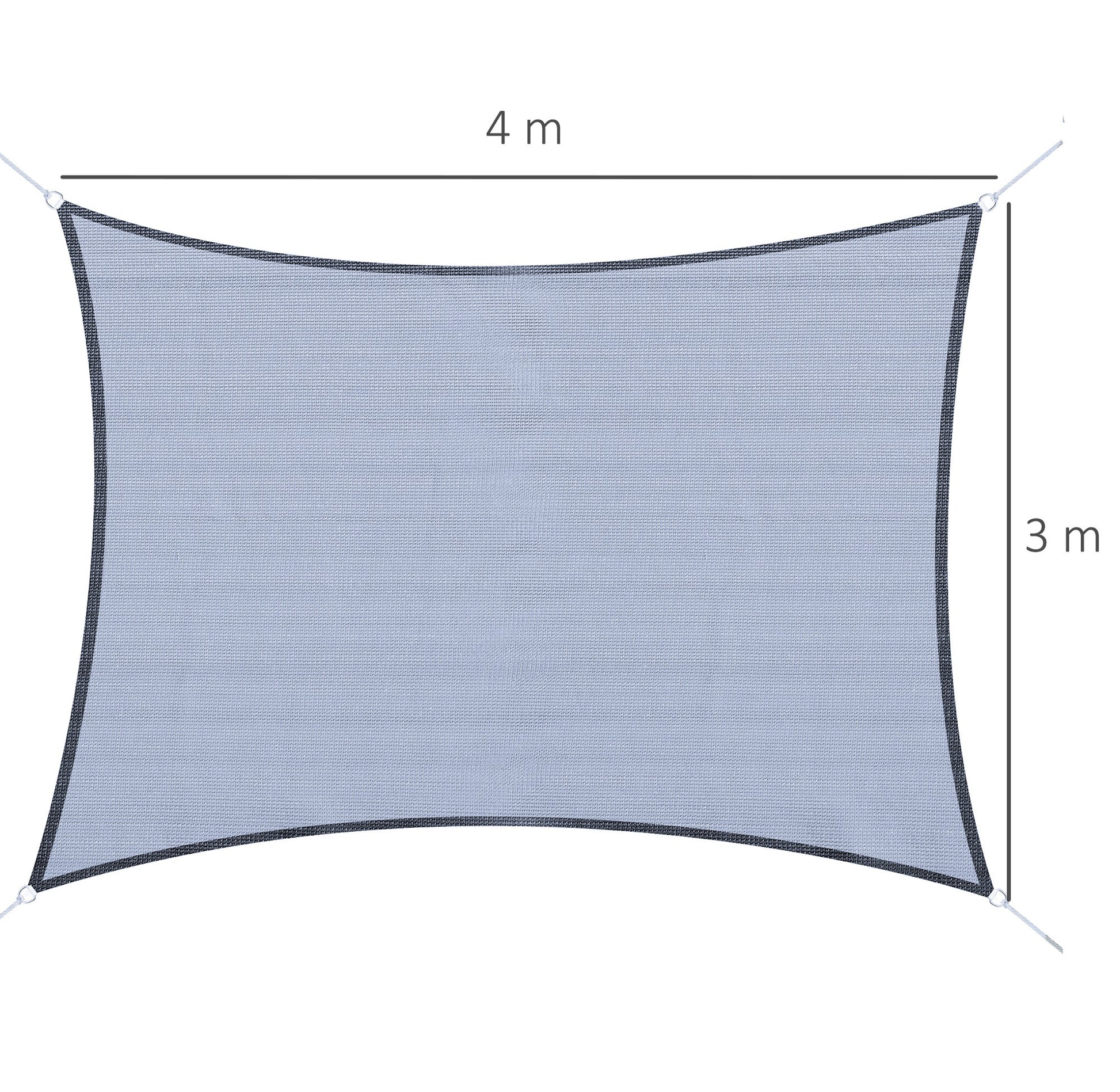 Rectangular Sun Shade Sail Awning 4x3 m UV Protection Terrace Awning with Carry Bag Stainless Steel Ring and Ropes for Garden Patio Gray
