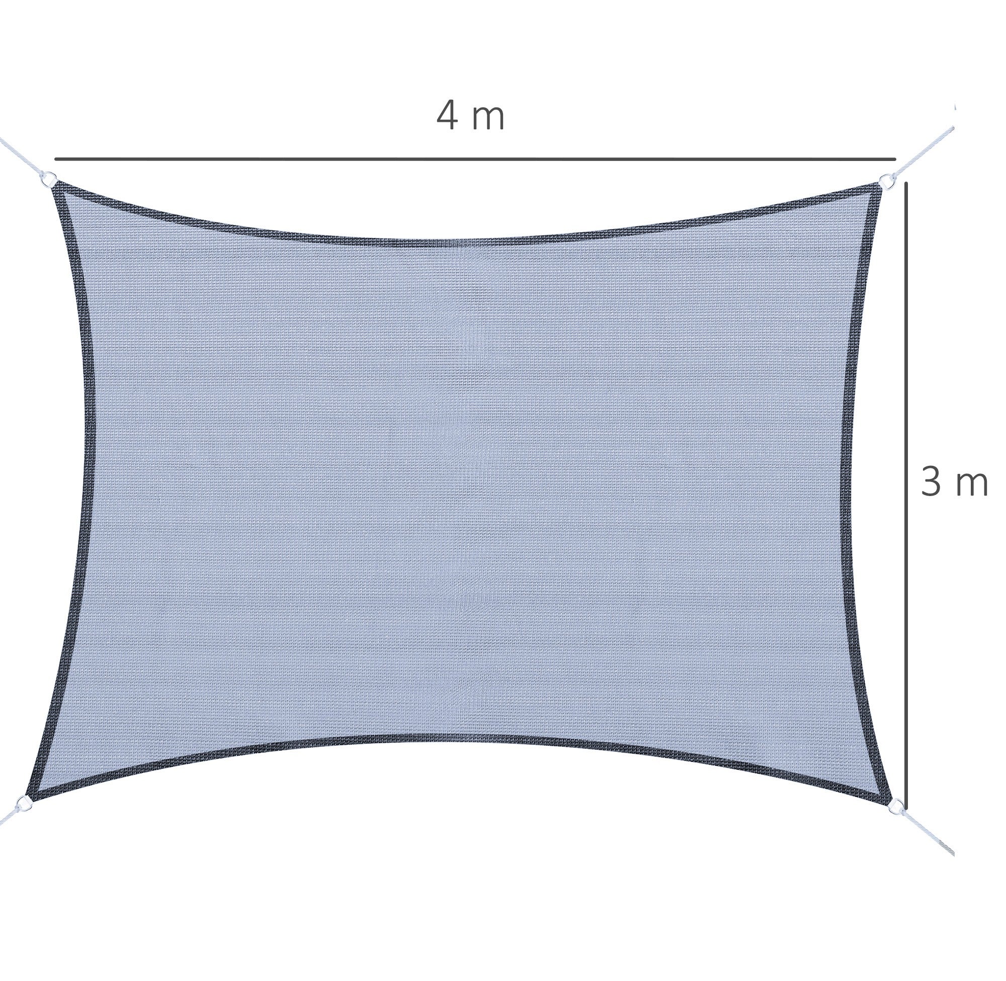 Rectangular Sun Shade Sail Awning 4x3 m UV Protection Terrace Awning with Carry Bag Stainless Steel Ring and Ropes for Garden Patio Gray