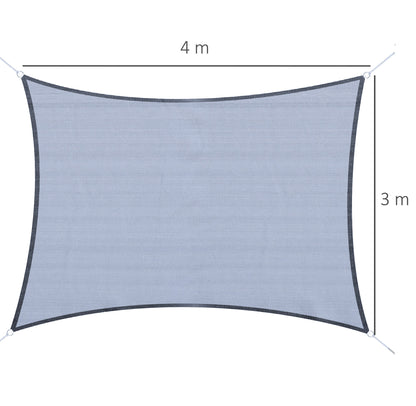 Rectangular Sun Shade Sail Awning 4x3 m UV Protection Terrace Awning with Carry Bag Stainless Steel Ring and Ropes for Garden Patio Gray