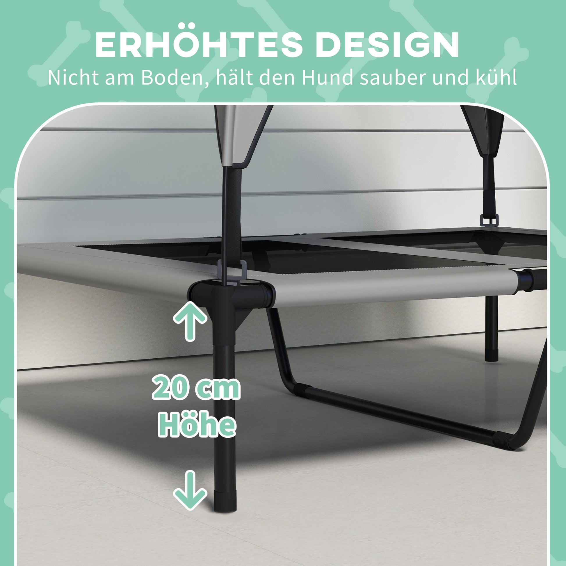 Elevated Dog Bed with Canopy, Pet Bed, Outdoor Dog Lounger with Roof, Breathable, for Large Dogs Light Gray Oxford 91 x 76 x 89 cm