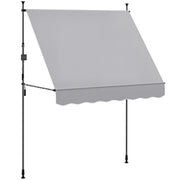 Manual Retractable Awning 2x1.2 m Outdoor Terrace Roll-up Awning Adjustable Height with Crank 210-310 cm UV30+ Protection No Drilling for Garden Balcony Patio Gray