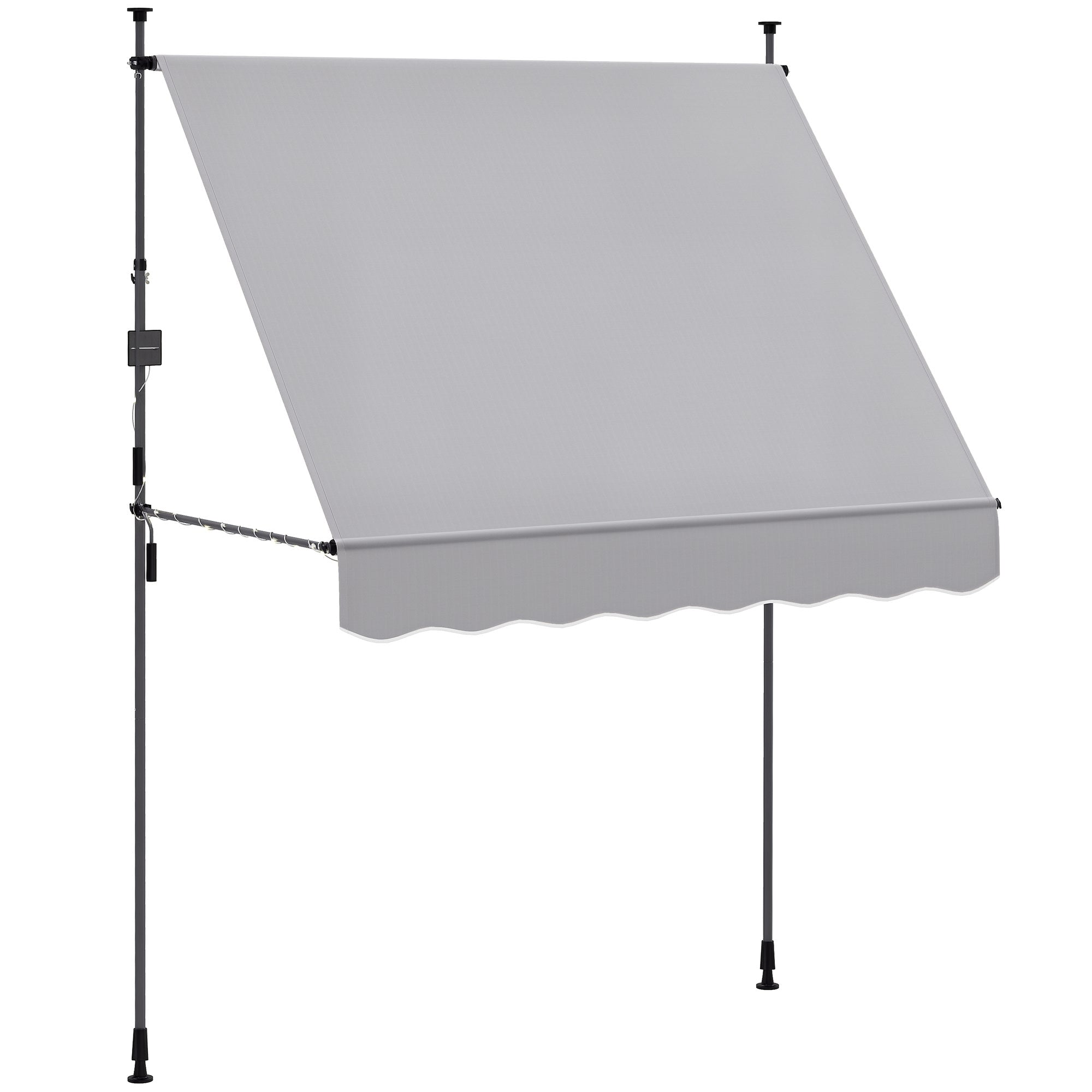 Manual Retractable Awning 2x1.2 m Outdoor Terrace Roll-up Awning Adjustable Height with Crank 210-310 cm UV30+ Protection No Drilling for Garden Balcony Patio Gray