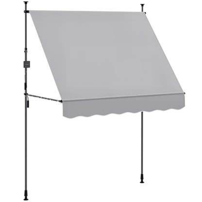 Manual Retractable Awning 2x1.2 m Outdoor Terrace Roll-up Awning Adjustable Height with Crank 210-310 cm UV30+ Protection No Drilling for Garden Balcony Patio Gray