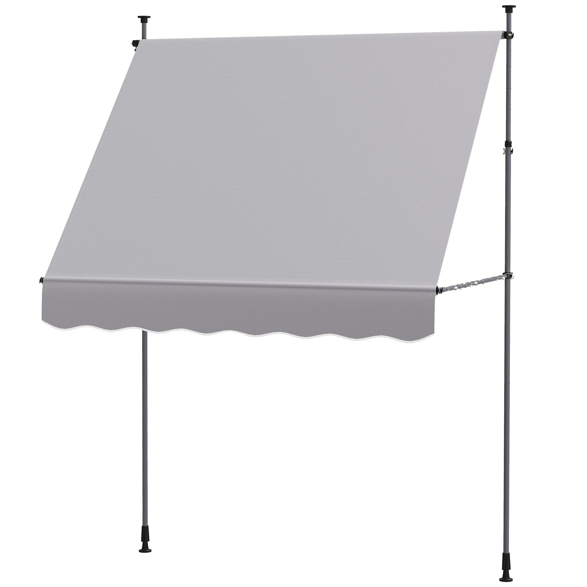 Manual Retractable Awning 2x1.2 m Outdoor Terrace Roll-up Awning Adjustable Height with Crank 210-310 cm UV30+ Protection No Drilling for Garden Balcony Patio Gray