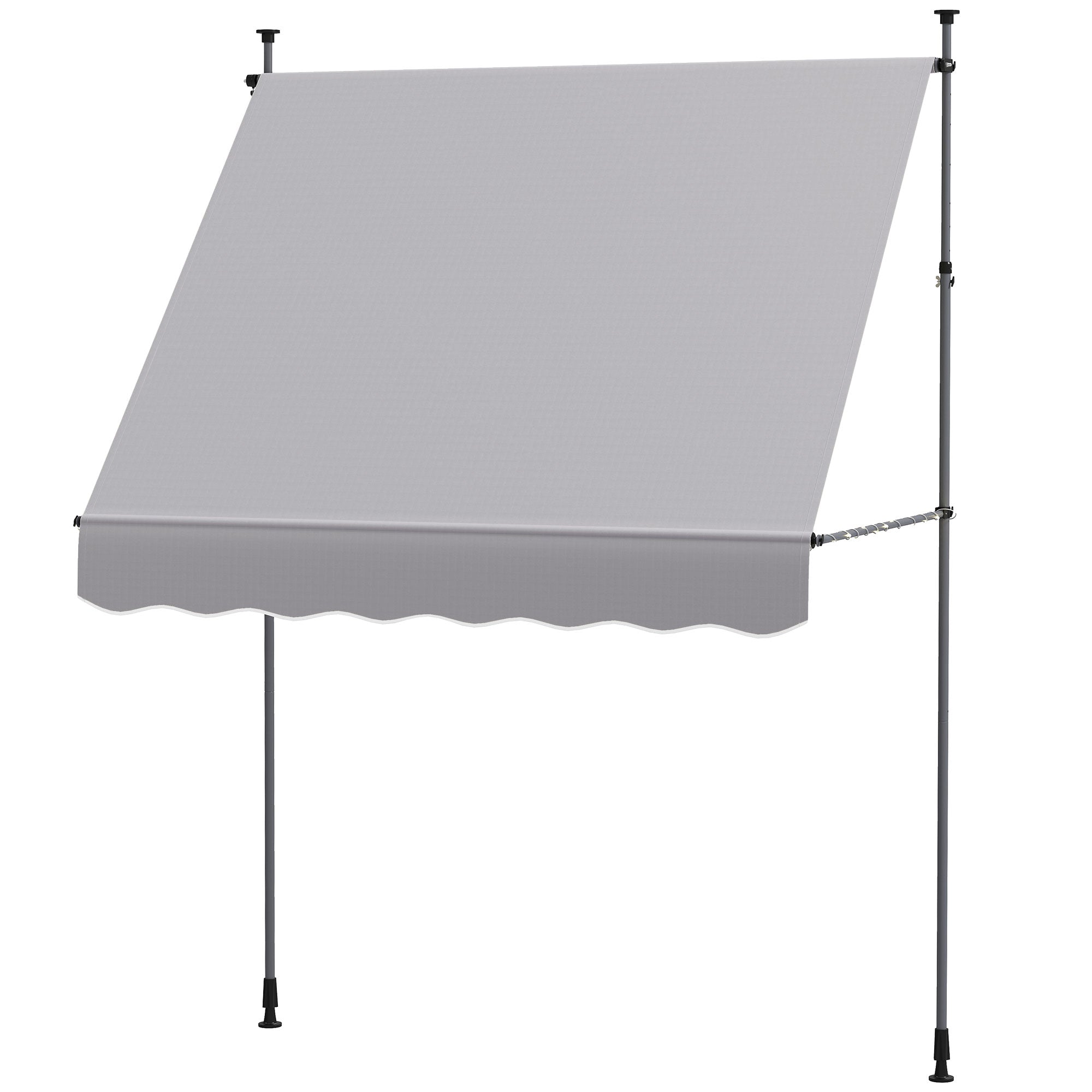 Manual Retractable Awning 2x1.2 m Outdoor Terrace Roll-up Awning Adjustable Height with Crank 210-310 cm UV30+ Protection No Drilling for Garden Balcony Patio Gray