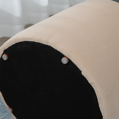 Storage Ottoman 2-in-1 Stool with Lid, Round Footstool Ottoman Pouffe with Velvet Look Side Table for Living Room Bedroom Ø44 x 47.5 cm Beige