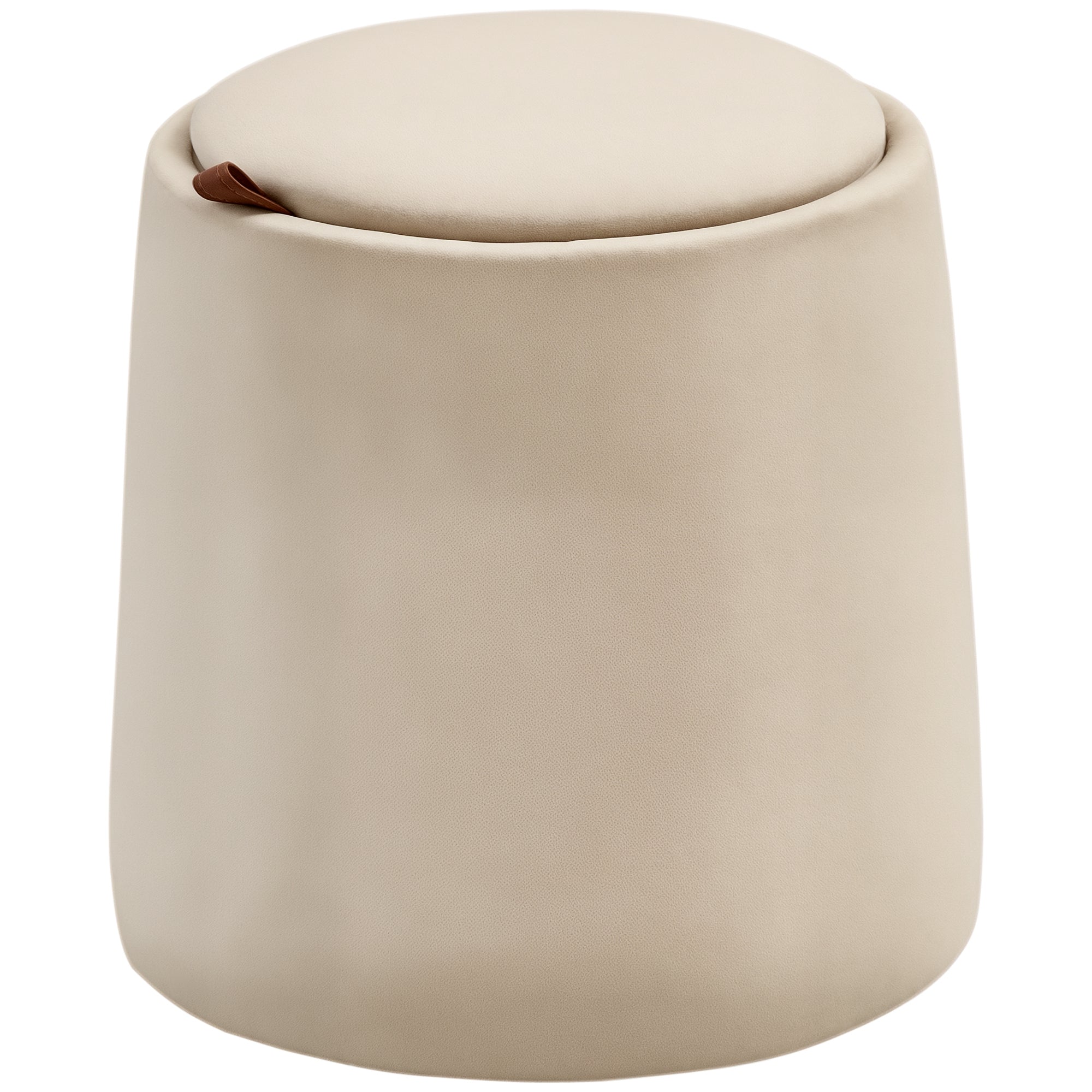 Storage Ottoman 2-in-1 Stool with Lid, Round Footstool Ottoman Pouffe with Velvet Look Side Table for Living Room Bedroom Ø44 x 47.5 cm Beige