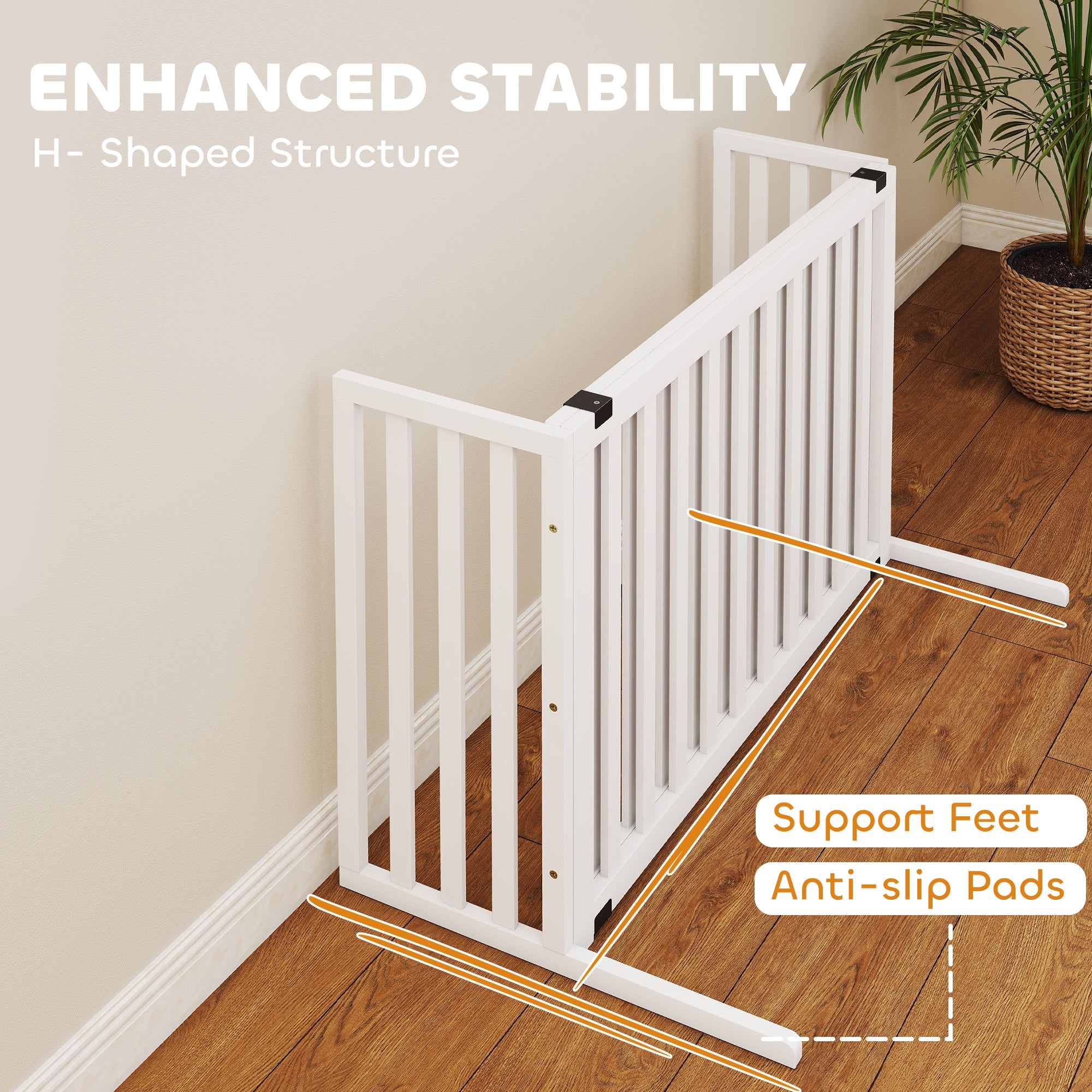 Foldable Expandable Safety Dog Gate 40–72 in, 27.6 in High, White — Fits Small & Medium Dogs