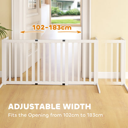 Foldable Expandable Safety Dog Gate 40–72 in, 27.6 in High, White — Fits Small & Medium Dogs