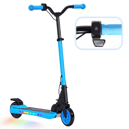 SPORTNOW Foldable Electric Scooter MAX 10 KM/H Electric Scooter for +6 Years Old 120 W Motor Range 6 KM 5" - 5.5" Wheels Rear Brake Adjustable Height LED Lights and Blue Aluminum Frame