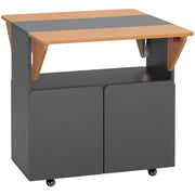 Space Saving Folding Table for up to 4 People with 4 Wheels, Hidden Shelf and Cabinet with Doors, 70x83x75 cm, Yellow and Grey