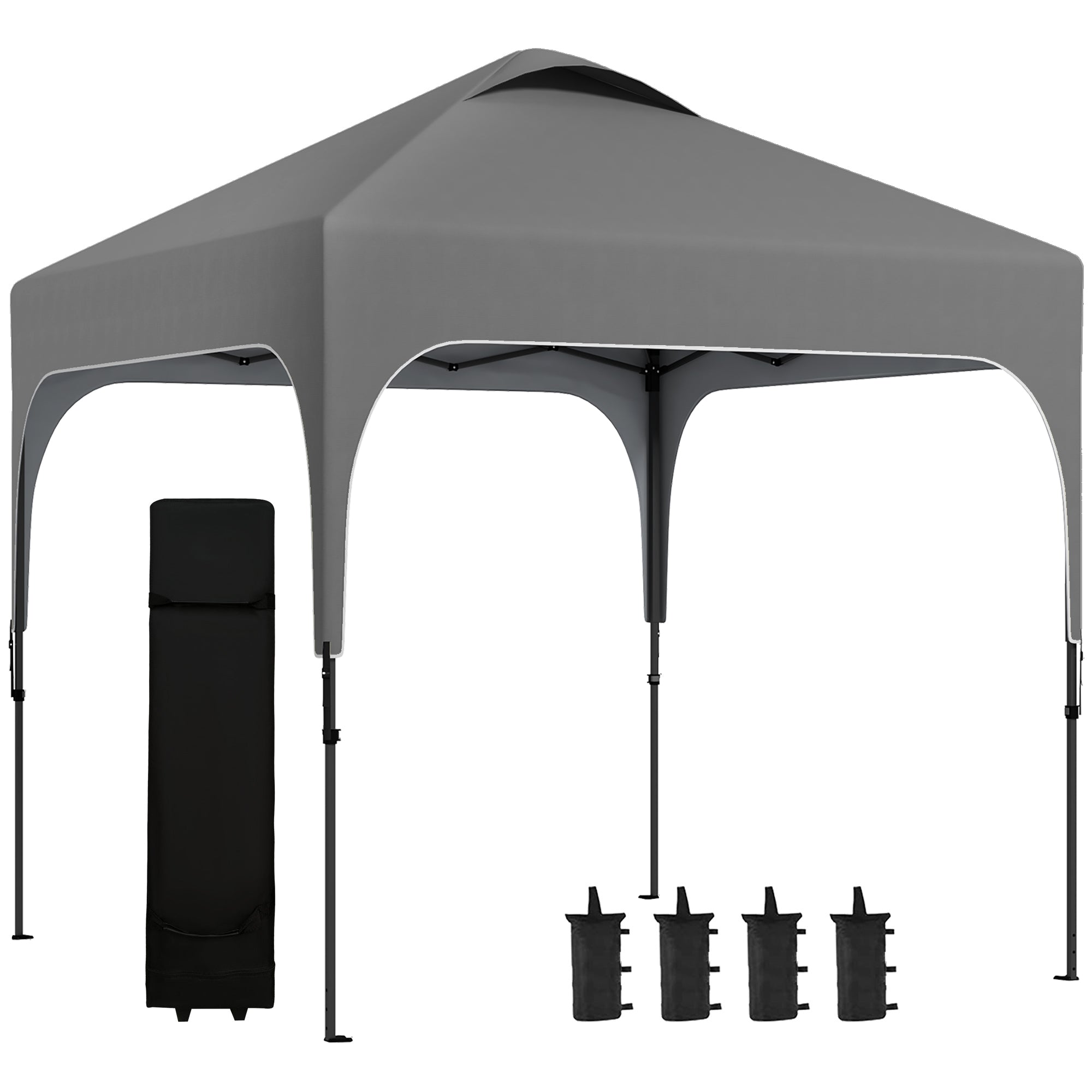 Garden Gazebo 2.5 x 2.5 m foldable pop-up barnum adjustable height on 4 levels Oxford fabric anti UV50+ steel frame carry bag included grey