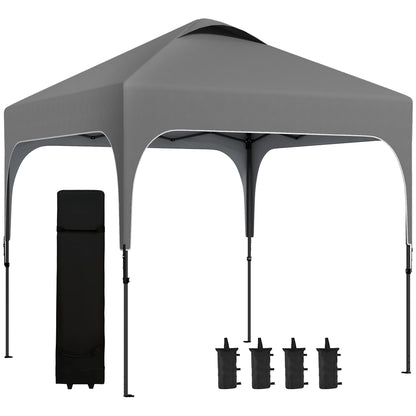 Garden Gazebo 2.5 x 2.5 m foldable pop-up barnum adjustable height on 4 levels Oxford fabric anti UV50+ steel frame carry bag included grey