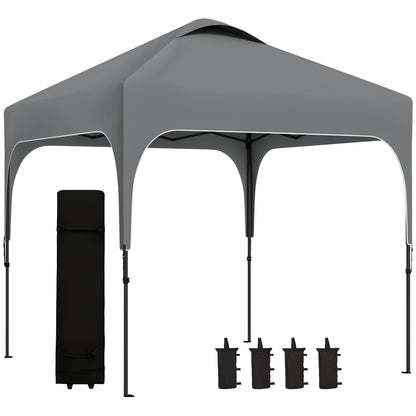 Garden Gazebo 2.5 x 2.5 m foldable pop-up barnum adjustable height on 4 levels Oxford fabric anti UV50+ steel frame carry bag included grey