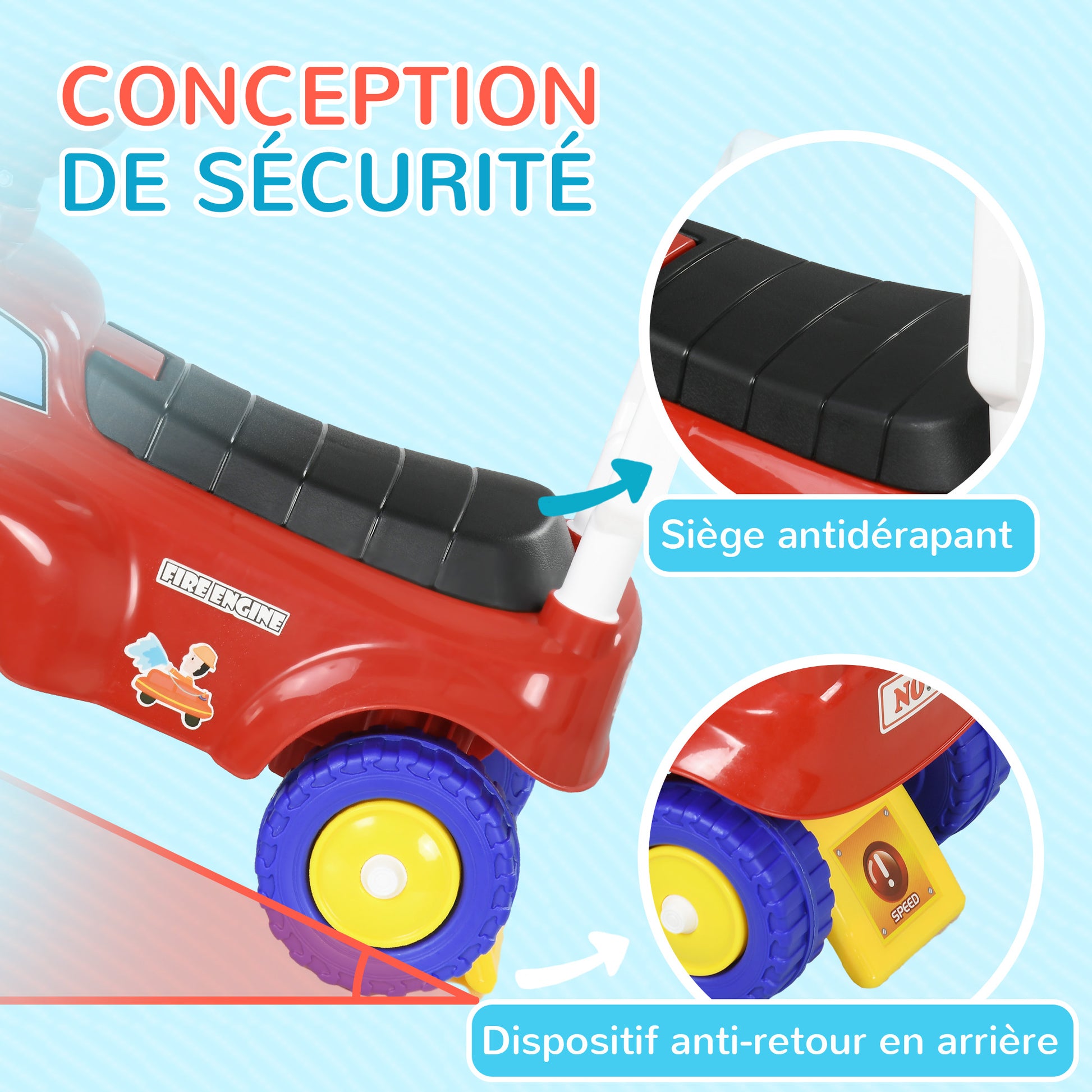 Push Car Walker Children's Fire Truck Push Toy 18-36 Months Storage Compartment Lights Music Red