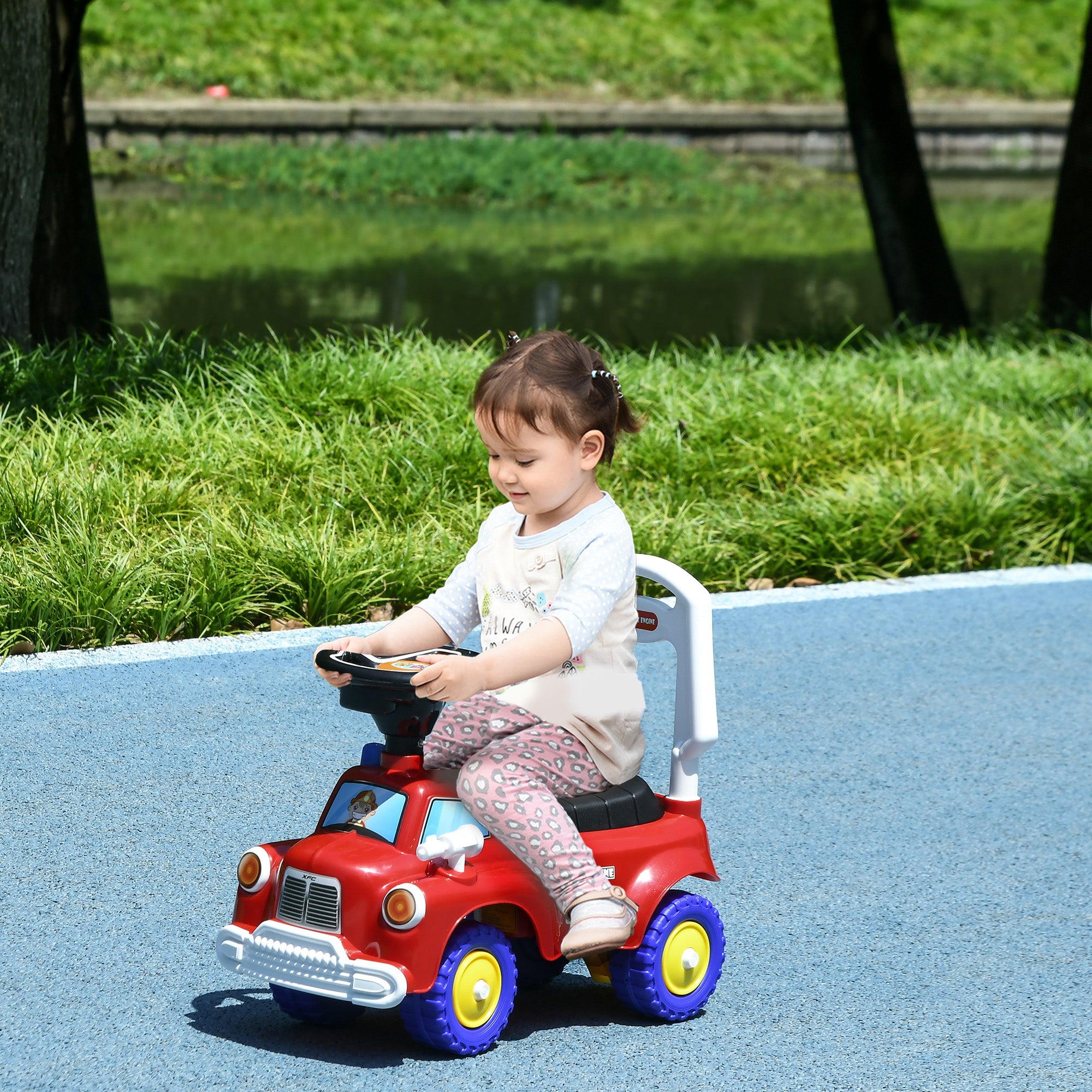Push Car Walker Children's Fire Truck Push Toy 18-36 Months Storage Compartment Lights Music Red