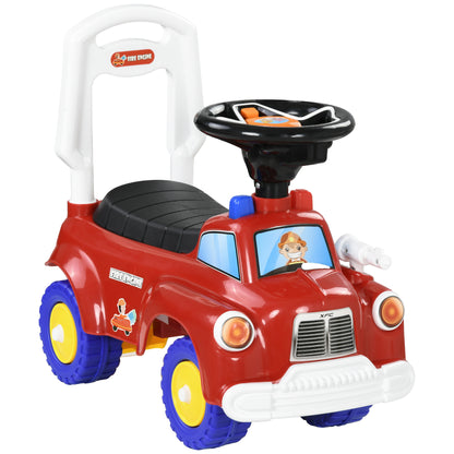 Push Car Walker Children's Fire Truck Push Toy 18-36 Months Storage Compartment Lights Music Red
