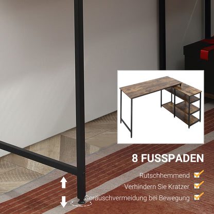 Corner Desk L-Shaped Desk PC Table Computer Desk Office Desk Shelf Drawer L-Shape Chipboard Metal Rustic Brown 135 x 90 x 79 cm