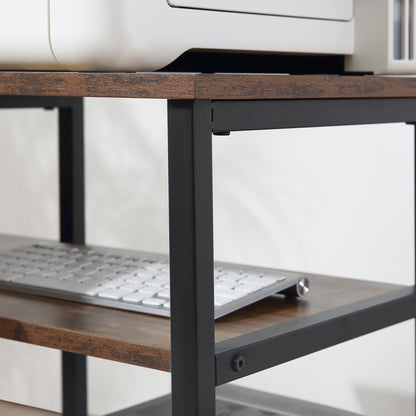 Corner Desk L-Shaped Desk PC Table Computer Desk Office Desk Shelf Drawer L-Shape Chipboard Metal Rustic Brown 135 x 90 x 79 cm