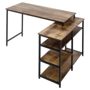 Corner Desk L-Shaped Desk PC Table Computer Desk Office Desk Shelf Drawer L-Shape Chipboard Metal Rustic Brown 135 x 90 x 79 cm